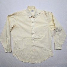 Vintage Arrow Contour Mens Long Sleeve Button Up Shirt Cream Cotton Large 80s