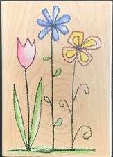 Hero Arts Stitched Flower Trio Rubber Stamp