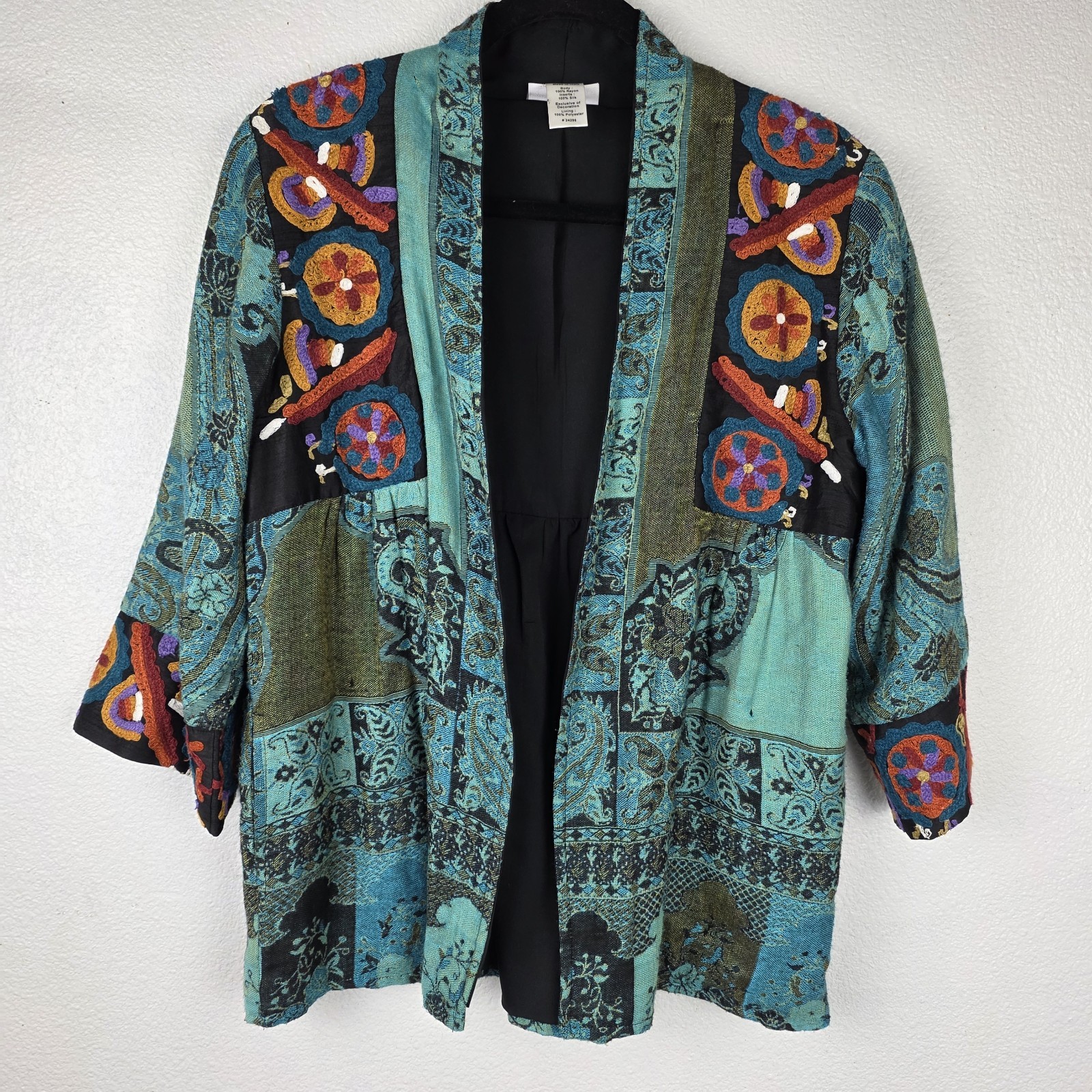 Soft Surroundings Boho Patchwork Embroidered Kimo… - image 1