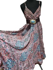 Boho SILK MAXI DRESS - Strappy Sleeveless Summer Dress with V-Neck - Flowy