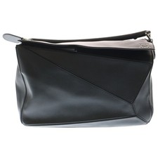 LOEWE Puzzle Bag Large Black Calfskin 2 Way Handbag Shoulder Used b8addef2a19040