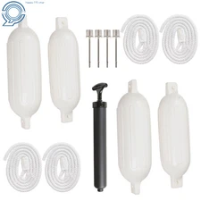 4 White Ribbed Marine Boat Fender Vinyl Bumper Dock Shield Protection 5.5" X 20"