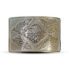 Scottish Highland CELTIC SQUARE Kilt Belt Buckle Nickel Chrome Finished