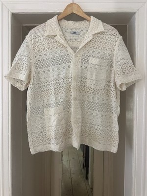 Bode Men s Lace Short Sleeve Shirt sz M/L