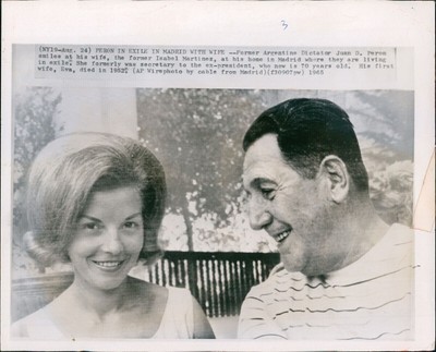 1965 Juan Peron Wife Isabel Martinez Argentina President Beauty Wirephoto 8X10