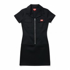 rare dickies jr girl black size Small zipup stretch fabric twill Annie dress NEW