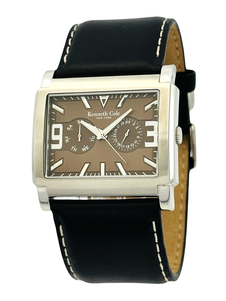 Kenneth Cole NY KC1289 Rectangular Multifunction Brown Dial
