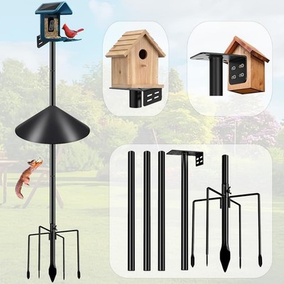 Homics Smart Bird Feeder Pole Stand with Proof Squirrel Baffle - 82'' Bird Hou...
