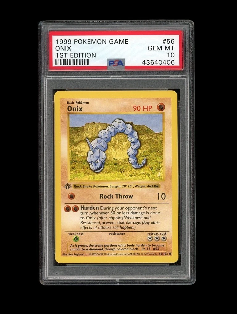 Pokemon PSA 10 GEM MINT Onix 1st Edition Base Set Shadowless 1999