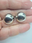 Silver Tone Hollow Metal Button Pierced Earrings Vintage