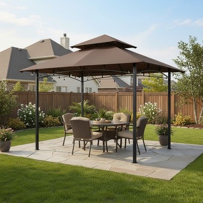 Elegant Brown Grill Gazebo Replacement Canopy Top, Fits Model L-GG001PST-F