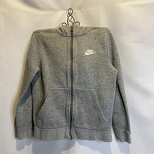 Youth Nike Hooded Zip Up Sweatshirt With Pockets Gray Size Small
