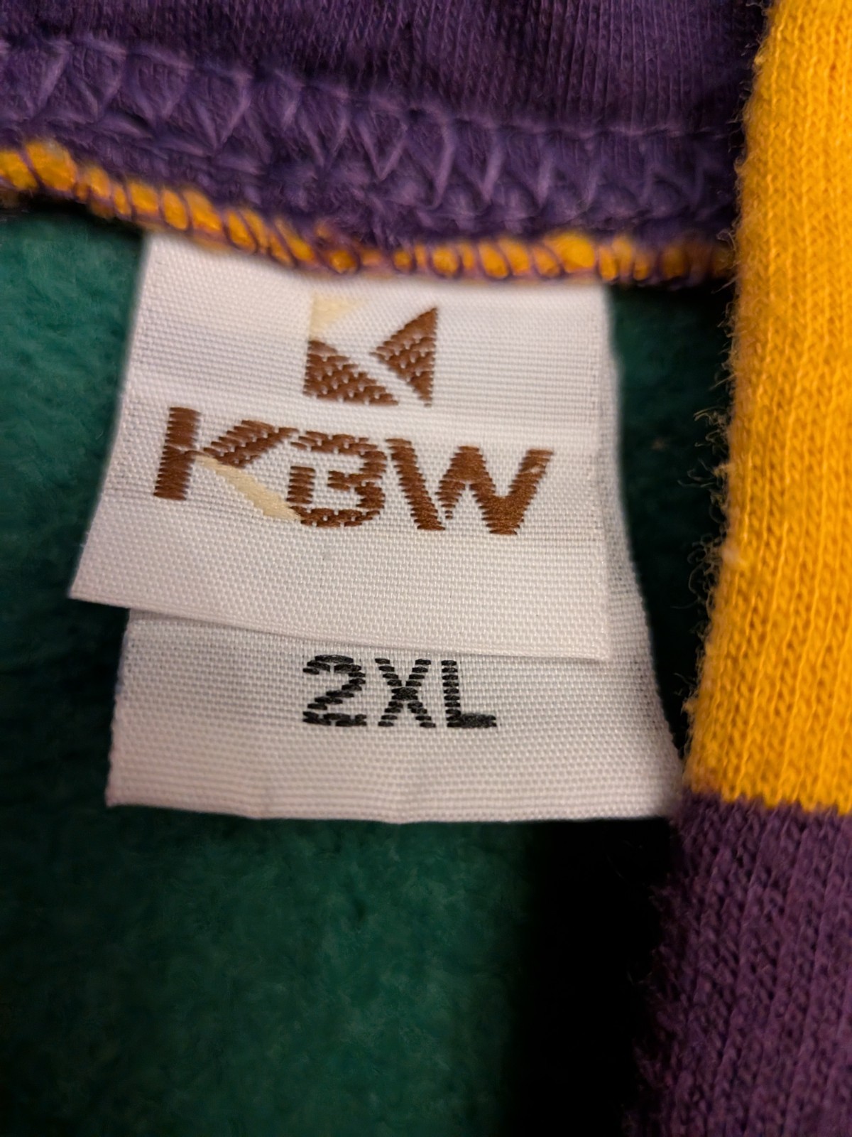 MARDI GRAS Green Yellow Purple Stripe KBW Sweatshirt With Hoodie Size 2XL