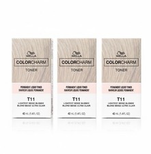  3 Pack Wella ColorCharm Permanent Hair Toner Liquid  T14 Pale Ash Blonde 