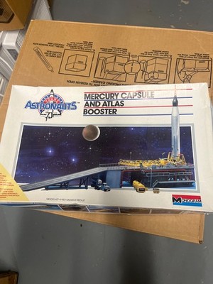 Monogram Mercury Capsule / Atlas Booster kit in 1/110 scale open box. 1987