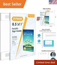 Acrylic Sign Holder 8.5 x 11 Wall Mount Clear Plastic Sign Holders with Doubl...