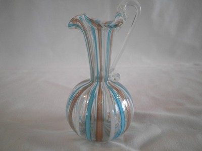 MURANO ITALY金彩 ピンクレースライン ピッチャー 花瓶 s-l400.jpg