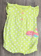 Baby Girl Clothes Carter's 3 Month Bright Yellow Whale Romper Outfit