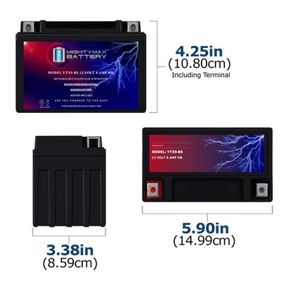 Mighty Max YTX9-BS 12V 8Ah Battery Replacement for PTX9B Predator