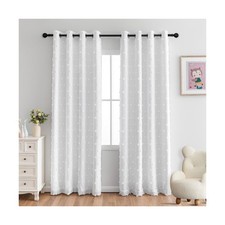 MYSKY HOME 100 White Blackout Curtains for Living Room Bedroom 84 Inches Lon...