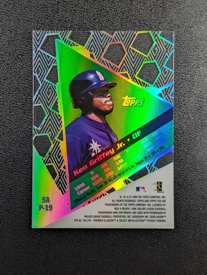 1999 Topps Tek "PATTERN 19" Parallel #5A KEN GRIFFEY JR 🔥 MINT RARE HOLO SP - Image 4 of 4