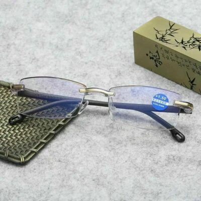 100% New Frameless Anti Blue Light Reading Glasses Women/Men Unisex UK Seller