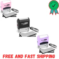 Self-Inking DIY Custom Rubber Stamp Kit - Personalized Stamper for Business or H