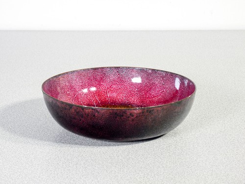 ✔️ VINTAGE 1970S SIGNED ENAMELED COPPER PLATE BOWL EMPTY BAGS - Picture 6 of 8