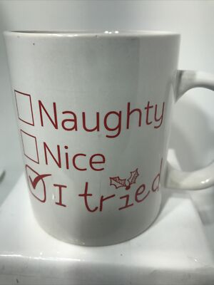 NAUGHTY NICE I TRIED COFFEE MUG. COFFEE TEA CUP. Best Coffee Mug. B192