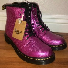 Dr. Martens 1460 Glitter J Patent Leather Lace Up Side Zip Boots Girls Sz 4 NWT