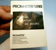 Promaster 19-35mm f3.5-4.5 AF Macro lens Instruction Manual Guide vivitar
