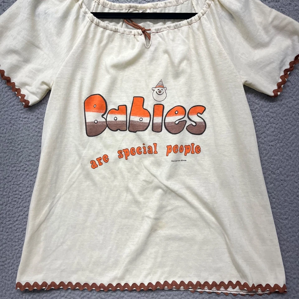 Camiseta vintage 1979 para mujer S campesina boho "Los bebés son gente especial" Foto 3 de 4