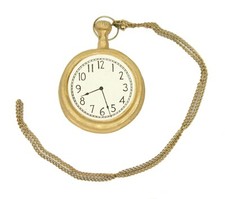 Gold Composite Pocket Watch With Chain Christmas Ornament Holiday Decoration