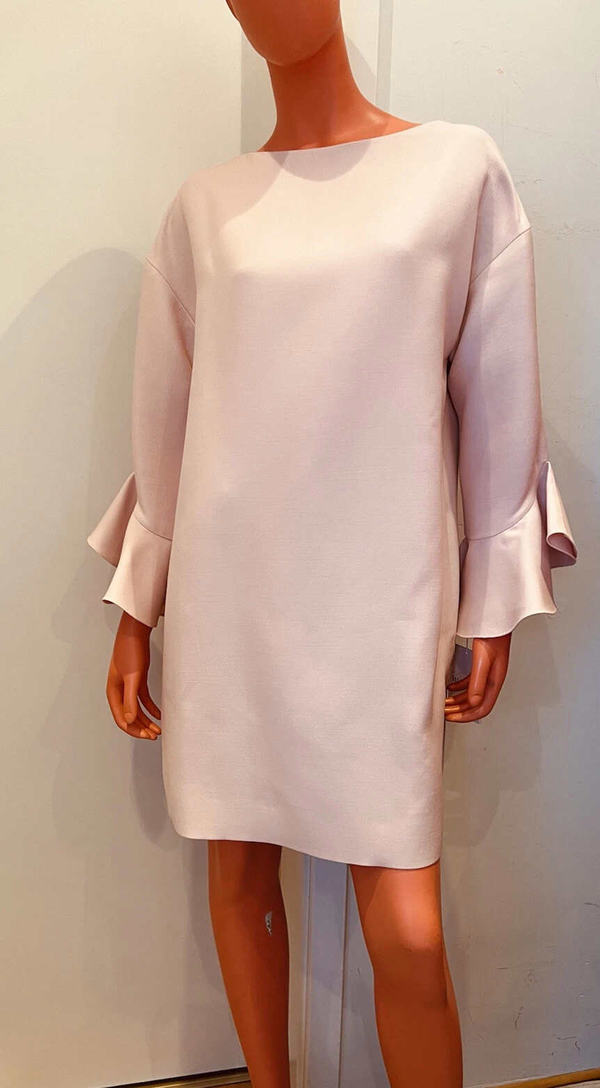 Valentino abito lana con maniche a volant rosa taglia 38 LP: 2.449 EU NUOVO