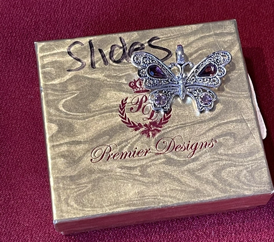 Purple butterfly crystal pendant slide for slide or regular necklaces - Image 3 of 3
