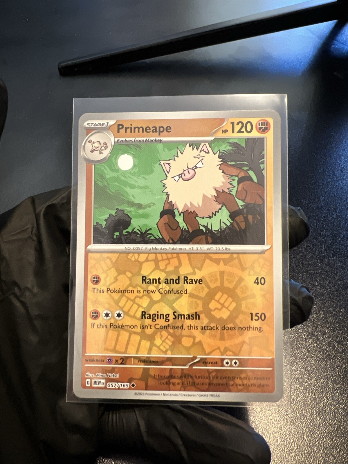 Pokémon TCG Primeape Scarlet & Violet-151 057/165 Reverse Holo Uncommon