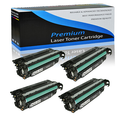 4PK CE250X 504X Black Toner For HP Color LaserJet CP3530 CP3525x CP3520 Printer