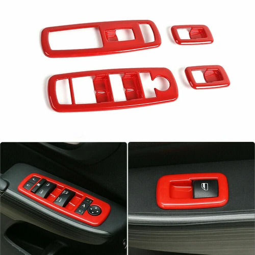 27x Red Full Set Interior Center Gear Shift Panel Trim For Jeep Cherokee 2014-18 - Picture 14 of 14
