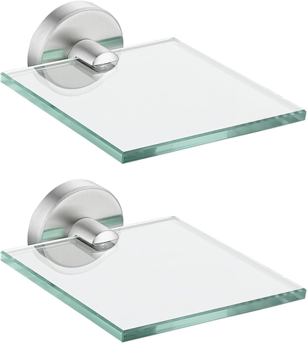 JQK Small Floating Glass Shelves Brushed, 4 Inch Display Ledges for Wall - Picture 12 of 12