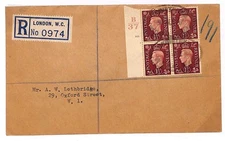 GB London. 4 Kings - GVI Cover 1937 R97
