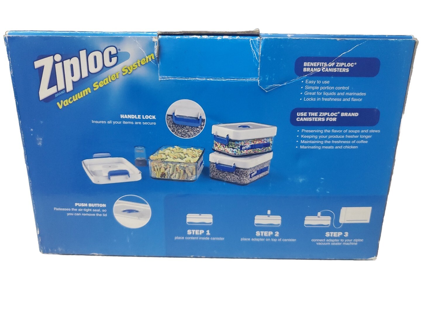 Ziplock Vacum Sealer System 3 PC CANISTER SET With .75L, 1.0L, 1.5L and