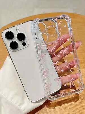 Transparente Handyhülle Schleife Herz mit stoßfesten Ecken für iPhone Modelle
