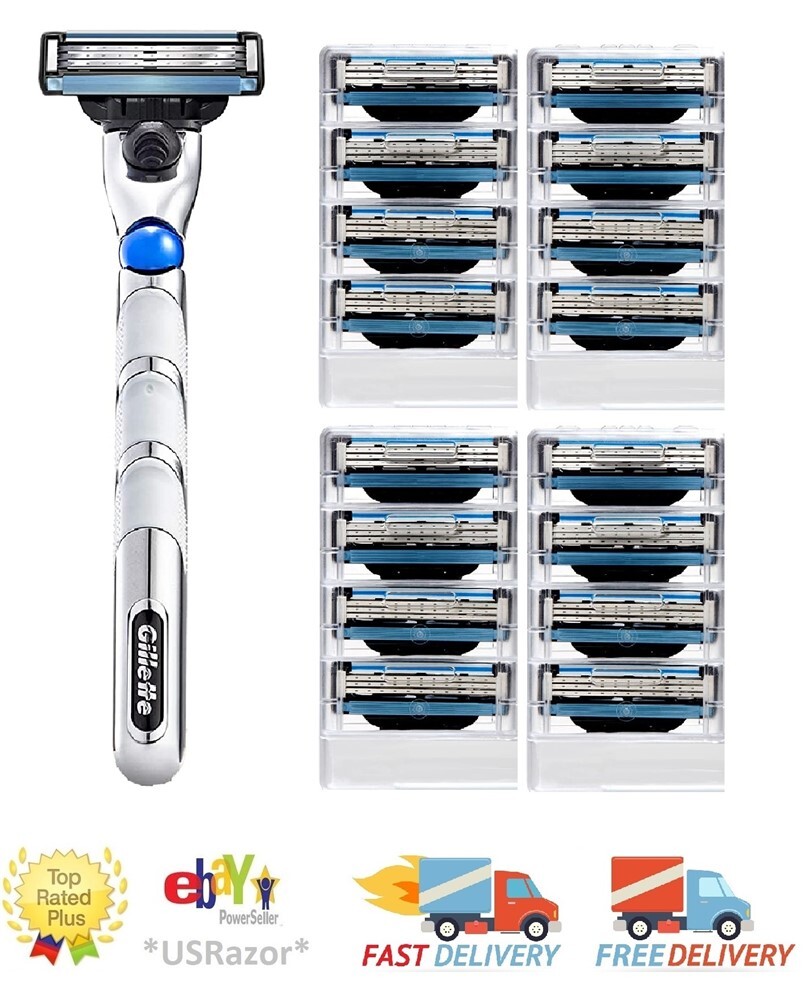 Gillette MACH3 TURBO 3枚刃 12個セット 16 Gillette Mach 3 Razor Blades Refills Cartridges Metal Handle