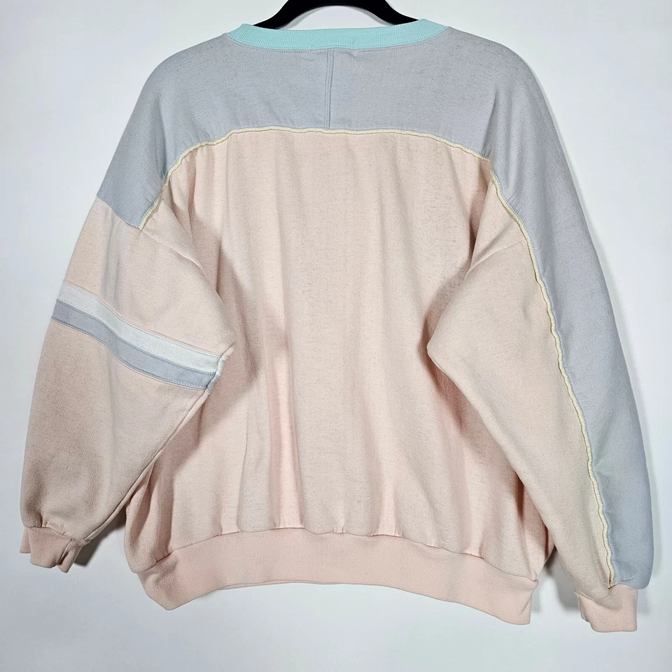 Sudadera rosa vintage años 80 Energie By Currents tejida para mujer manga larga grande Foto 2 de 4