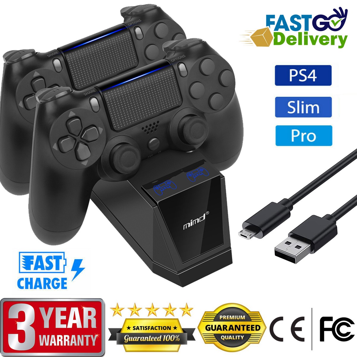 for PS4 Slim/Pro Dualshock Controller Charger Charging Dock