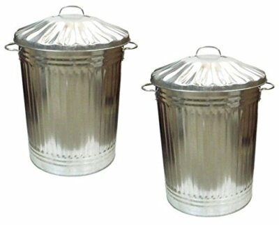 90L Abfalleimer aus verzinktem Metall/Garten/Haus/Küche/Abfalleimer 2 Stück.