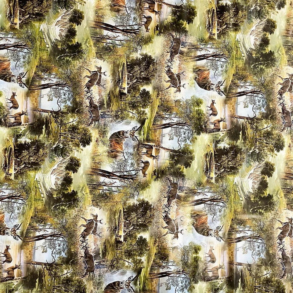 Wachstuch Tischdecke Jagdmotiv Wildmotiv Hirsch Reh Wald P739-1 eckig rund oval - Bild 4 von 4