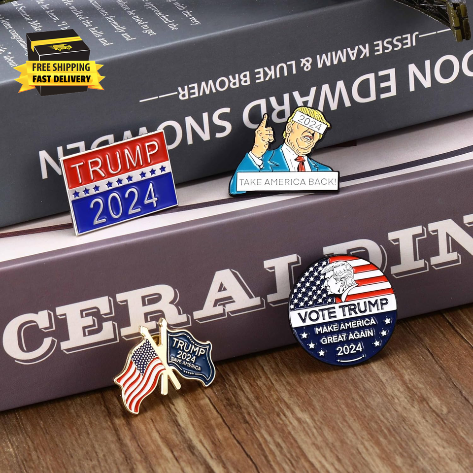Trump Pins 2024, Trump Merch Enamel Pins Bulk Trump Brooch Pin American