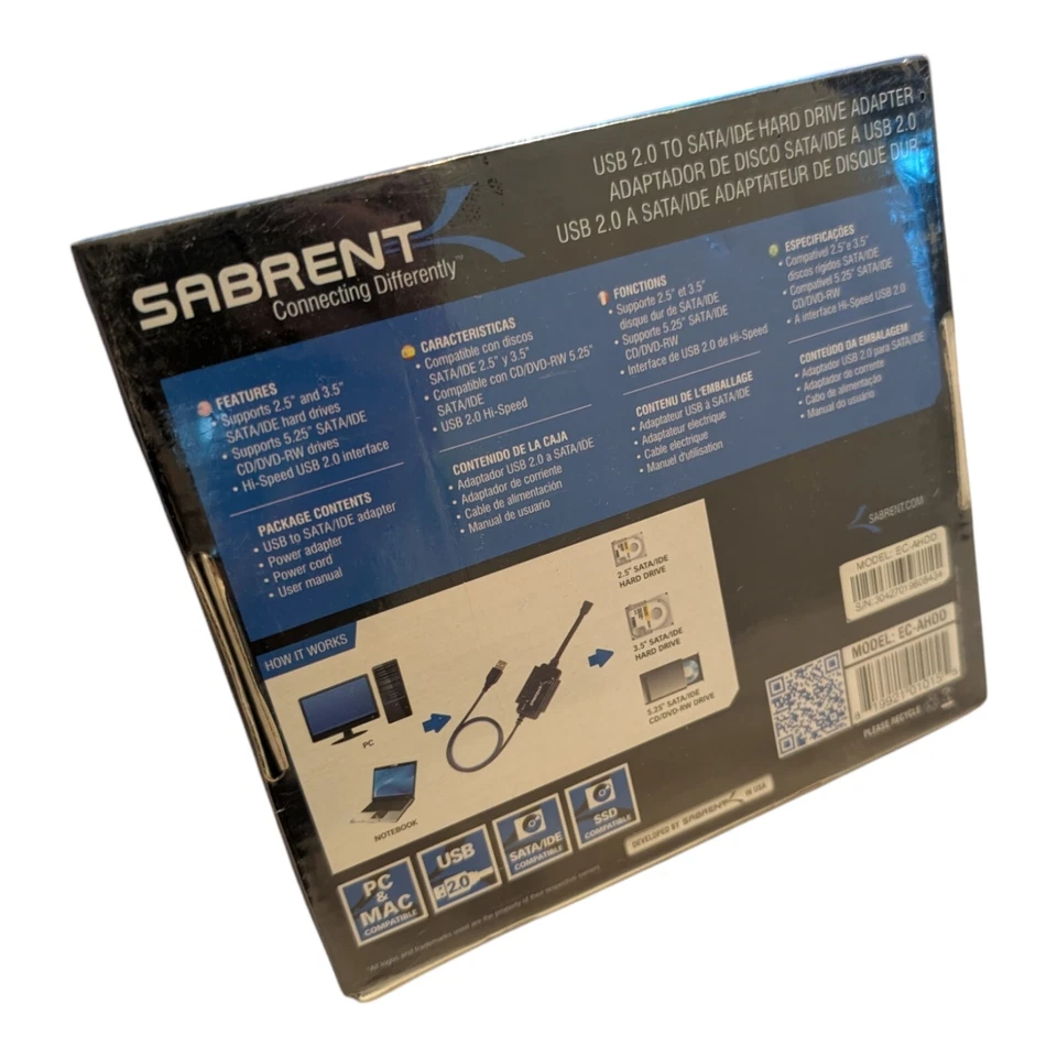 Sabrent USB 2.0 to SATA/IDE 2.5/3.5/-INCH Hard Drive Adapter EC-AHDD Converter - Image 2 of 2