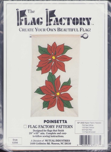 Christmas Red Poinsetta Plant Flowers Holidays RARE Flag Pattern Sealed Vintage - Picture 2 of 3